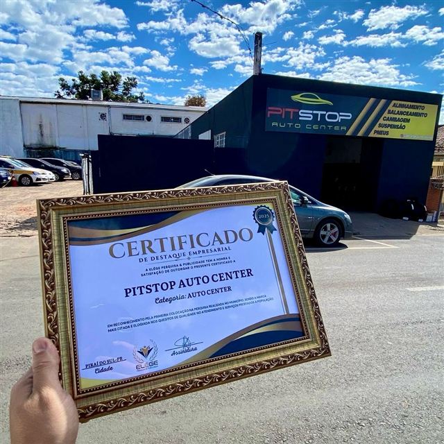 Certificado recebido pela Pit Stop Auto Center